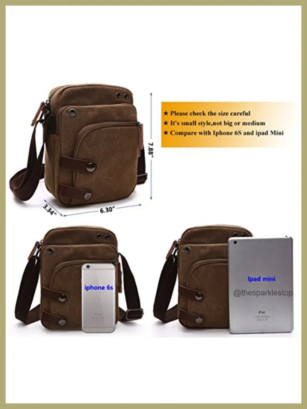 Mini Crossbody Bag Canvas Unisex Travel Purse Adjustable Strap